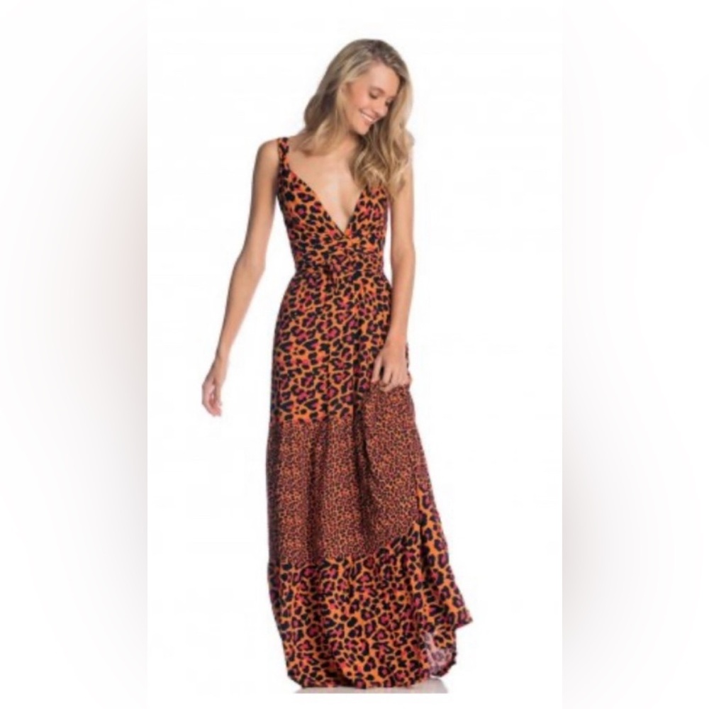 Maaji Natura Dreamy Leopard print maxi dress in orange.